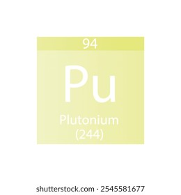 Tabela Periódica Do Elemento Químico Do Actinoide Do Plutônio Pu. Simples ilustração de vetor quadrado plano, simples ícone de estilo limpo com massa molar e número atômico para Lab, ciência ou classe de química.