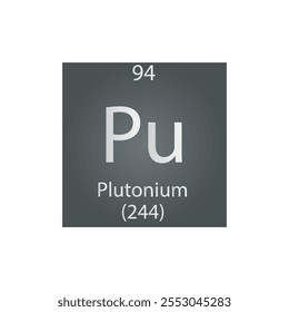 Tabla Periódica De Elementos Químicos De Actinoide De Plutonio Pu. Ilustración vectorial cuadrada plana simple, icono de estilo limpio simple con masa molar y número atómico para laboratorio, ciencia o clase de química.