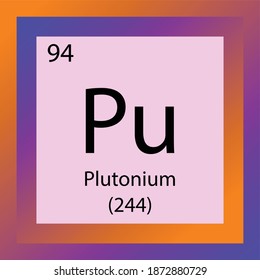 Pu Plutonium Chemical Element Periodic Table. Single element vector illustration, Actinide Element icon with molar mass and atomic number for laboratory, science or chemistry education.