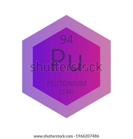 Pu Plutonium Chemical Element Periodic Table. Hexagon gradient vector illustration, simple clean style Icon with molar mass and atomic number for Lab, science or chemistry education.