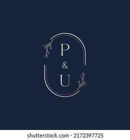 PU-Hochzeitslogo-Anfangsbuchstaben in hochqualitativem professionellem Design, das gut in allen Printmedien drucken kann