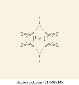 Cartas iniciales del logo de la boda de la PU con un diseño profesional de alta calidad que se imprimirán en cualquier medio impreso