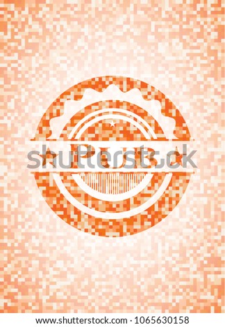 Pub abstract orange mosaic emblem with background