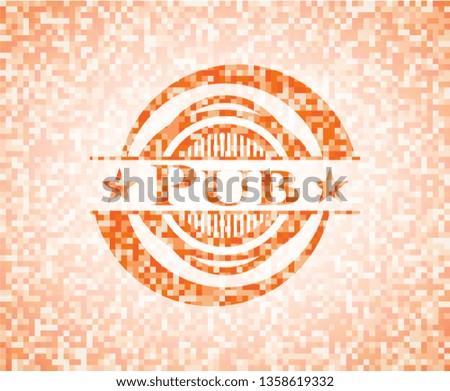 Pub abstract orange mosaic emblem with background