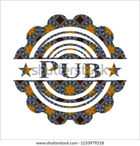 Pub arabesque badge. arabic decoration.