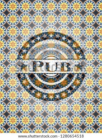 Pub arabesque style badge. arabic decoration.