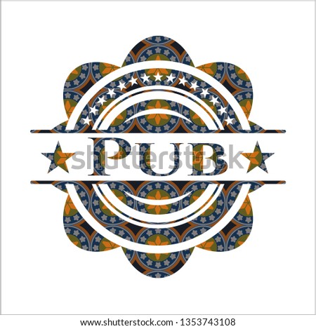 Pub arabesque style emblem. arabic decoration.