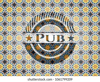  Pub arabic emblem. Arabesque decoration.
