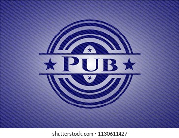 Pub badge with denim background