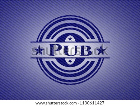 Pub badge with denim background