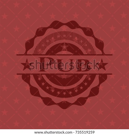 Pub badge with red background