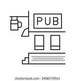 pub beer drink line icon vector. pub beer drink sign. isolated contour symbol black illustration