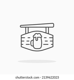 Icono de la línea de cerveza de pub. Actrazo editable y píxel perfecto.