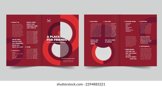 Plantilla de folleto biplida de pub. Un diseño bidireccional limpio, moderno y de alta calidad. Folleto de plantillas editable y personalizado