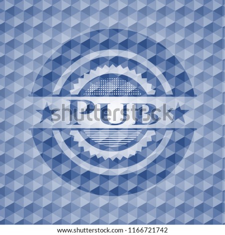 Pub blue polygonal badge.