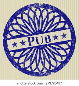 Pub blue rubber stamp