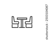 Pub Booth line icon. linear style sign for mobile concept and web design. Pub table with chairs outline vector icon. Symbol, logo illustration. Vector graphics
