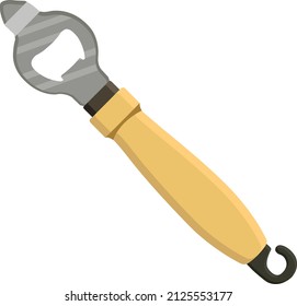 Pub bottle opener, illustration, vector on a white background.