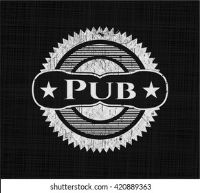 Pub chalk emblem, retro style, chalk or chalkboard texture