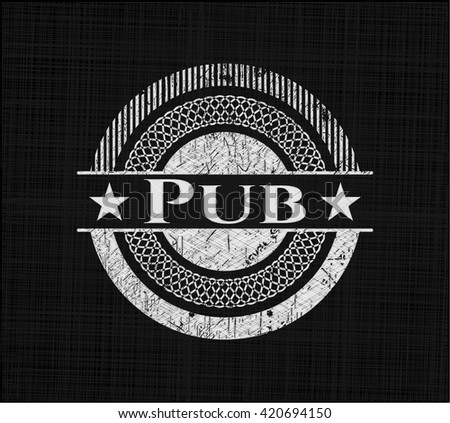 Pub chalk emblem, retro style, chalk or chalkboard texture