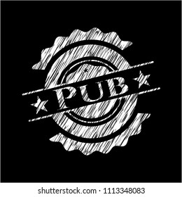 Pub chalk emblem written on a blackboard