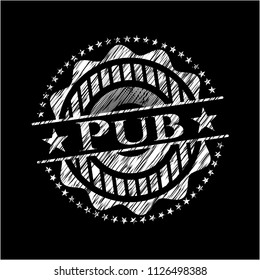 Pub chalk emblem written on a blackboard