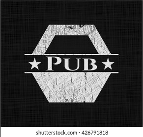 Pub chalk emblem written on a blackboard