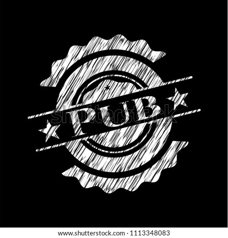  Pub chalk emblem written on a blackboard