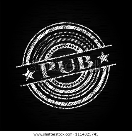 Pub chalk emblem written on a blackboard