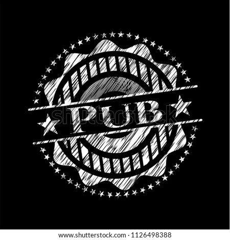 Pub chalk emblem written on a blackboard