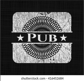 Pub chalkboard emblem on black board