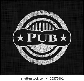 Emblema de pizarra de pub sobre tablero negro