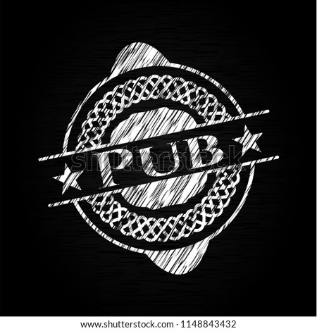 Pub chalkboard emblem on black board