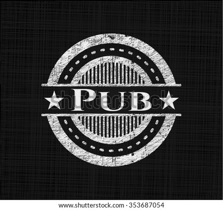 Pub chalkboard emblem on black board