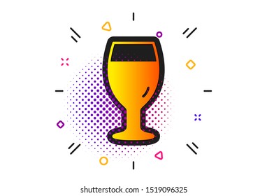 Pub Craft beer sign. Halftone circles pattern. Beer glass icon. Brewery beverage symbol. Classic flat beer glass icon. Vector