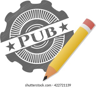 Pub draw with pencil effect