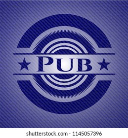 Pub emblem with denim texture