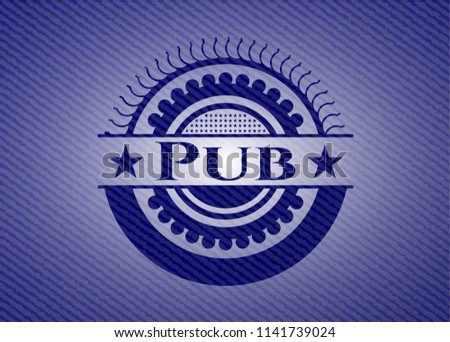 Pub emblem with denim texture