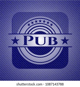  Pub emblem with jean texture