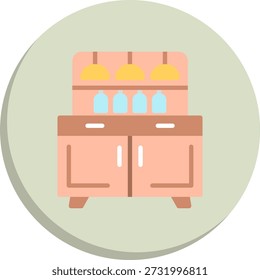 Icono de estilo de círculo plano de bar