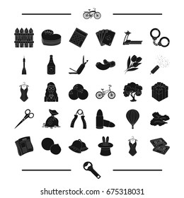 pub, food, sport and other web icon in black style.equipment, crime, party icons in set collection.