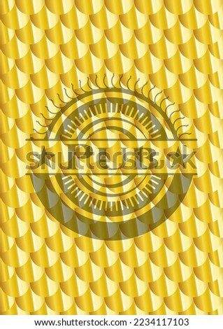 Pub golden emblem. Scales pattern. Vector Illustration. Detailed. 