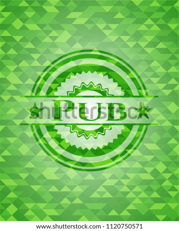 Pub green emblem with mosaic background