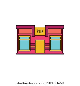 Pub icon. Cartoon Pub vector icon for web design isolated on white background