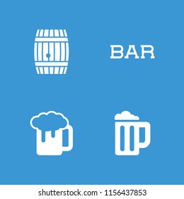 Pub icon. collection of 4 pub filled icons such as beer mug, barrel. editable pub icons for web and mobile.