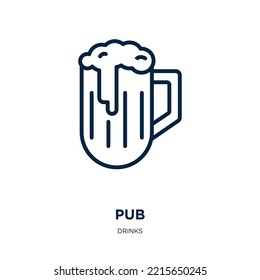 pub icon from drinks collection. Thin linear pub, beer, drink outline icon isolated on white background. Line vector pub sign, symbol for web and mobile