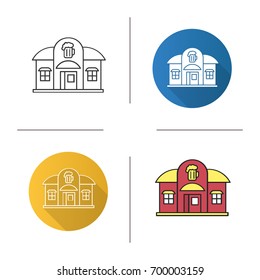 Pub icon. Flat design, linear and color styles. Alehouse. Isolated vector illustrations