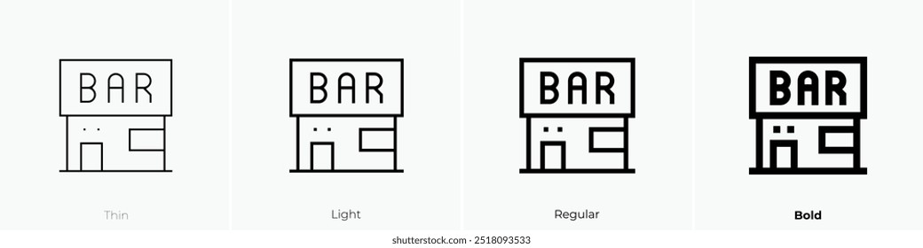 ícone do pub. Design fino, leve, regular e negrito, isolado no fundo branco