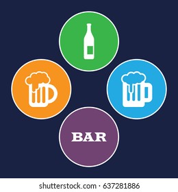 Pub icons set. set of 4 pub filled icons such as bar, beer mug, beer