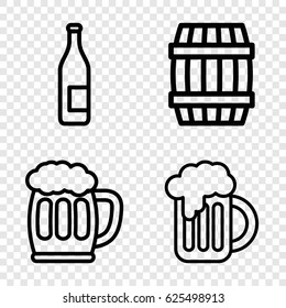 Pub Icons Set. Set Of 4 Pub Outline Icons Such As Barrel, Beer Mug